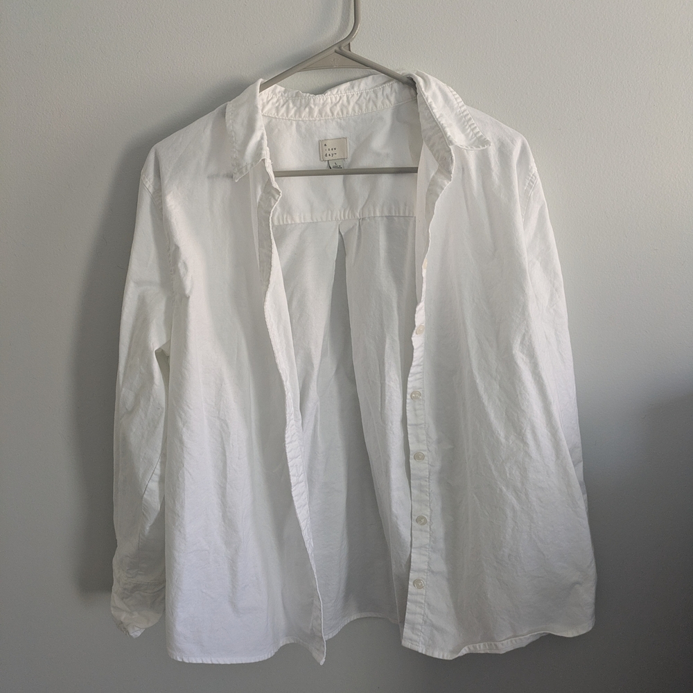 a new day White Button-Front Shirt XL